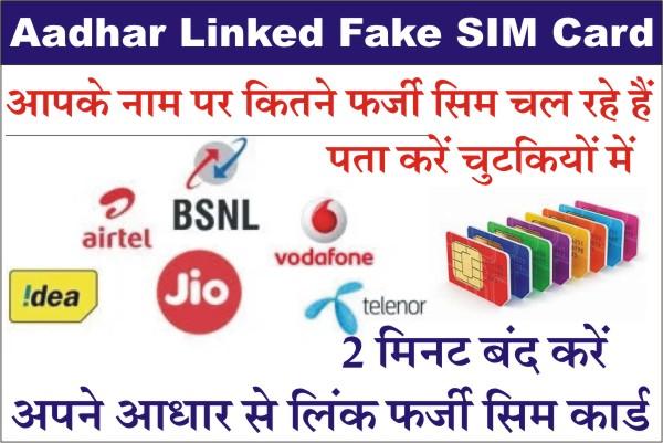 Aadhar Linked Fake Sim Card Block, How To Many SIM Are Active in Your Name, AapKe Naam Par kitne sim hai, How To Check AapKe Naam Par kitne SIM hai